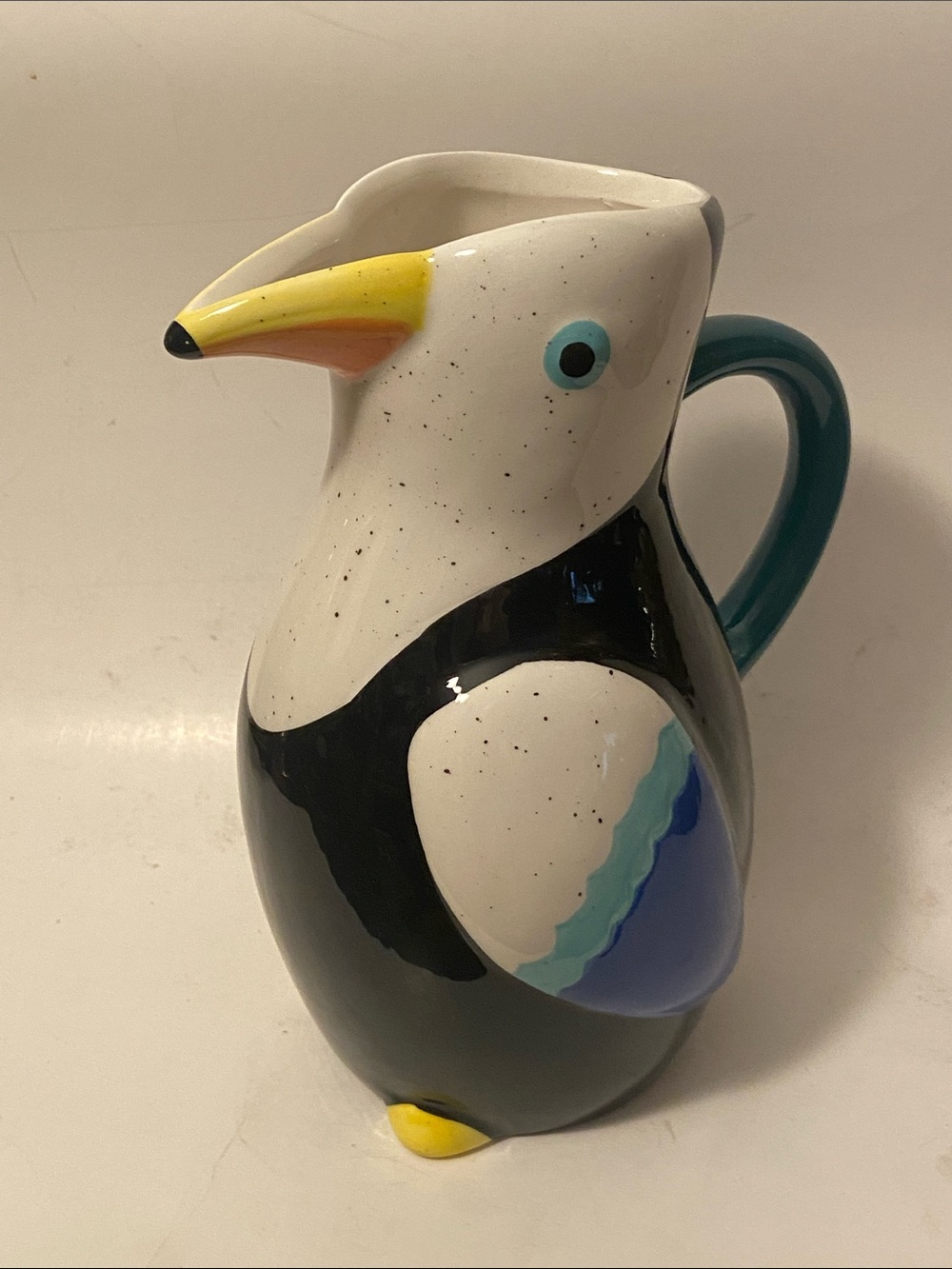 Newclassic Puffin Bird Decorative Earthenware Watering Vase Pitcher Multi Color